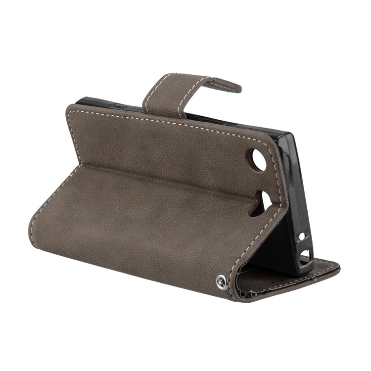 Matte Finish Wallet PU Leather Stand Cell Phone Cover for Sony Xperia XZ1 Compact - Brown-14