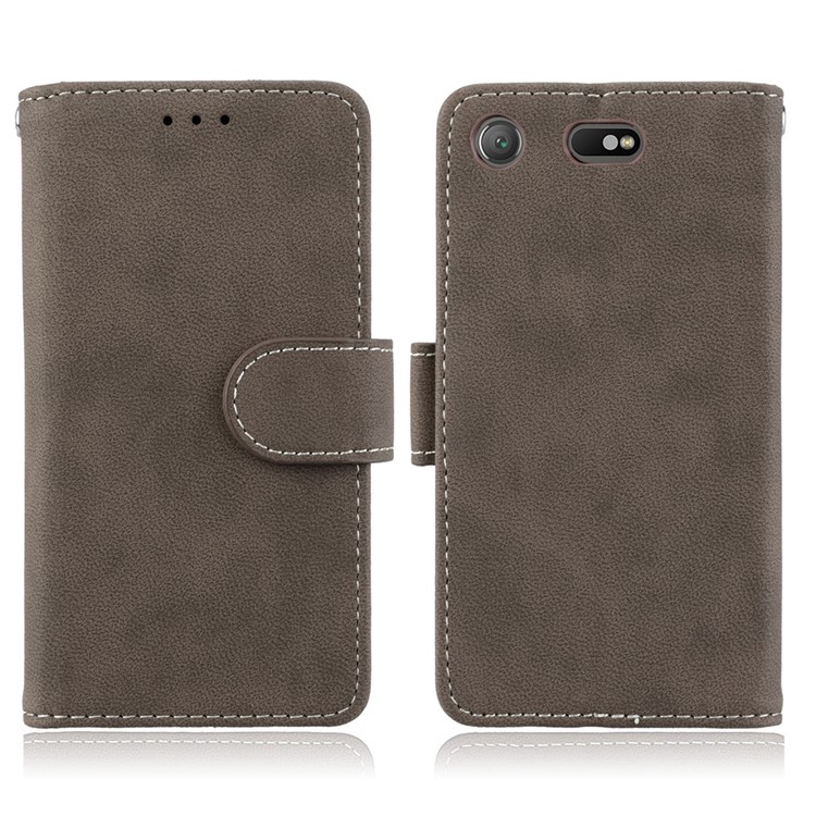 Matte Finish Wallet PU Leather Stand Cell Phone Cover for Sony Xperia XZ1 Compact - Brown-2