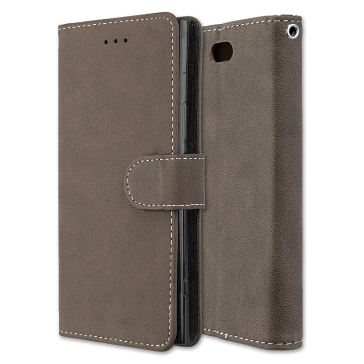 Matte Finish Wallet PU Leather Stand Cell Phone Cover for Sony Xperia XZ1 Compact - Brown-3