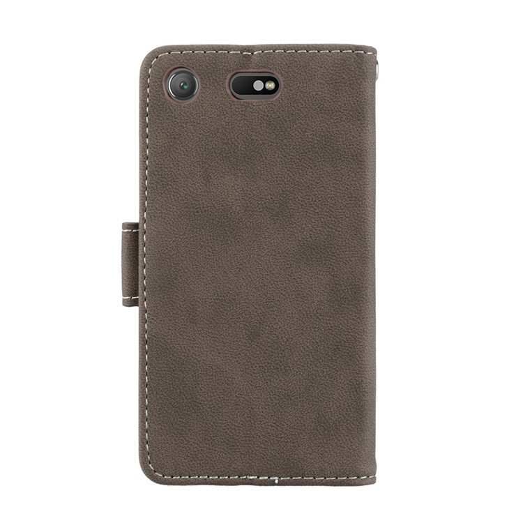 Matte Finish Wallet PU Leather Stand Cell Phone Cover for Sony Xperia XZ1 Compact - Brown-5