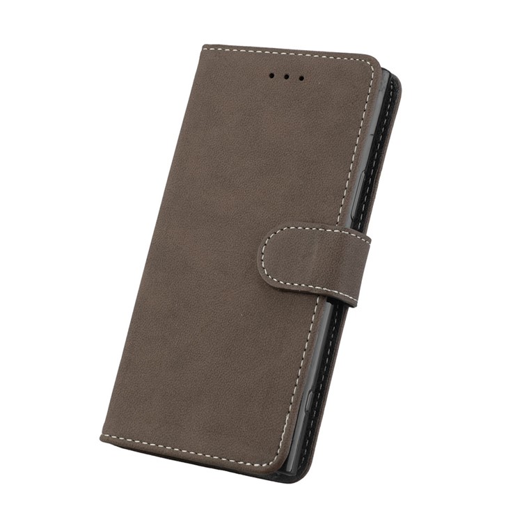 Matte Finish Wallet PU Leather Stand Cell Phone Cover for Sony Xperia XZ1 Compact - Brown-6