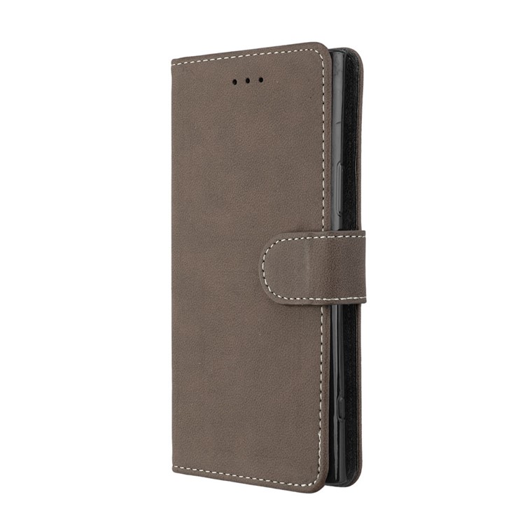 Matte Finish Wallet PU Leather Stand Cell Phone Cover for Sony Xperia XZ1 Compact - Brown-7