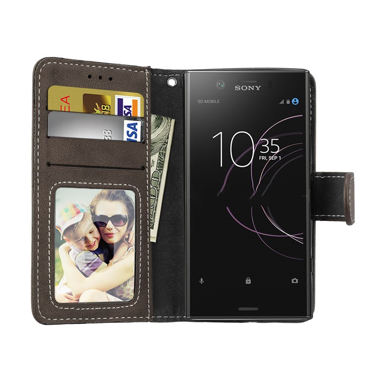 Matte Finish Wallet PU Leather Stand Cell Phone Cover for Sony Xperia XZ1 Compact - Brown-9