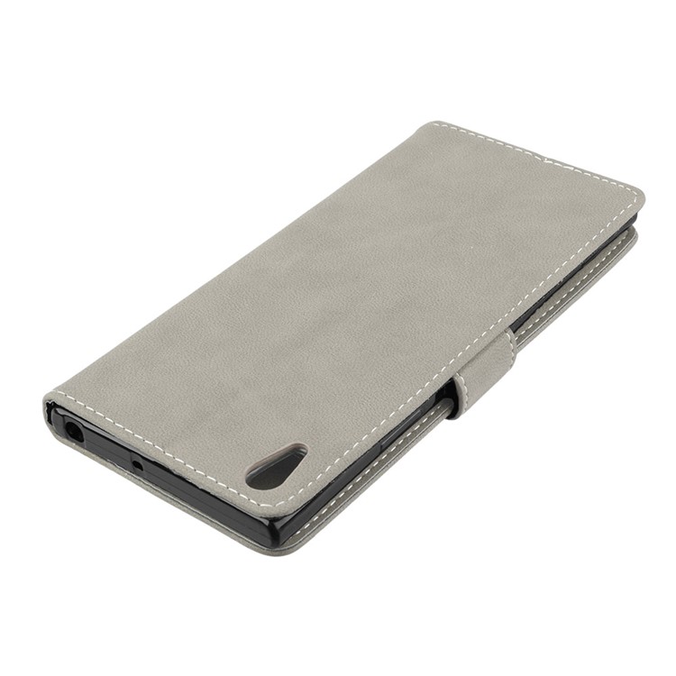Matte Surface PU Leather 3 Card Slots Wallet Stand Mobile Phone Cover for Sony Xperia XA1 Ultra - Grey-12