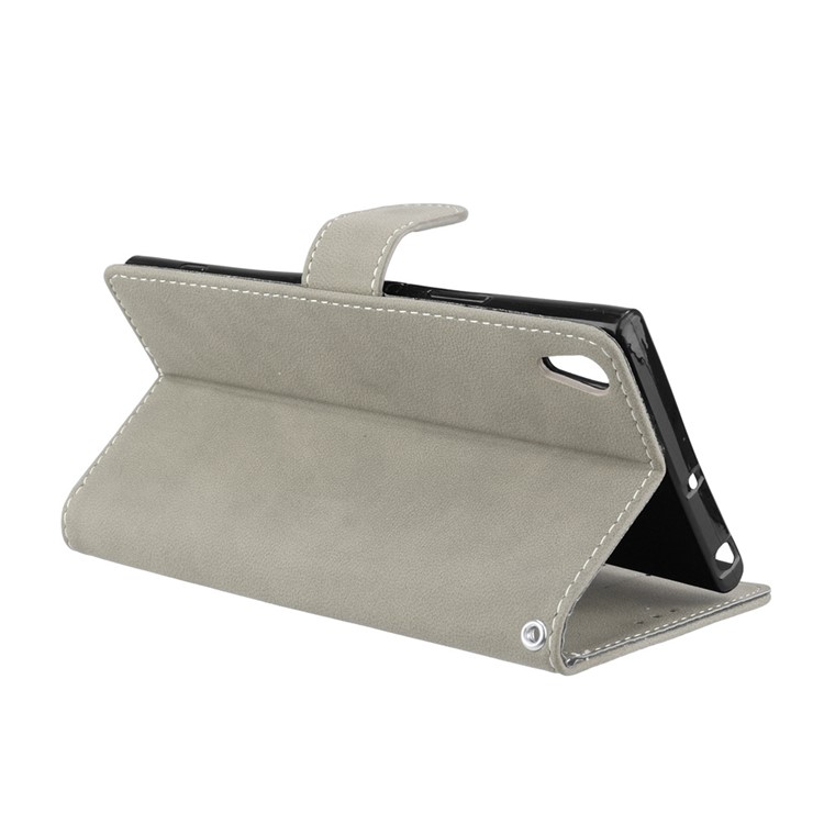 Matte Surface PU Leather 3 Card Slots Wallet Stand Mobile Phone Cover for Sony Xperia XA1 Ultra - Grey-14