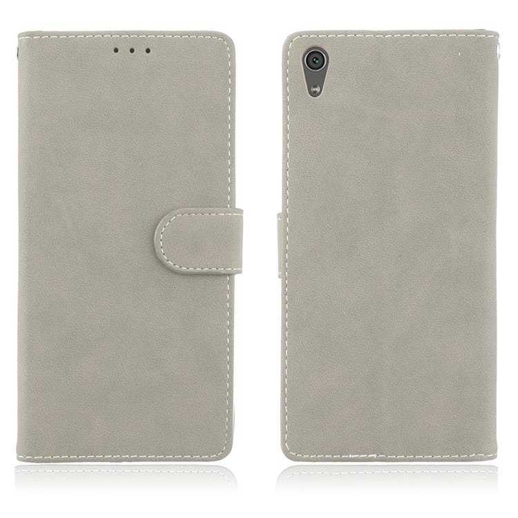 Matte Surface PU Leather 3 Card Slots Wallet Stand Mobile Phone Cover for Sony Xperia XA1 Ultra - Grey-2