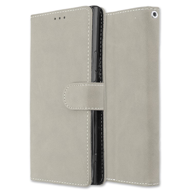 Matte Surface PU Leather 3 Card Slots Wallet Stand Mobile Phone Cover for Sony Xperia XA1 Ultra - Grey-3