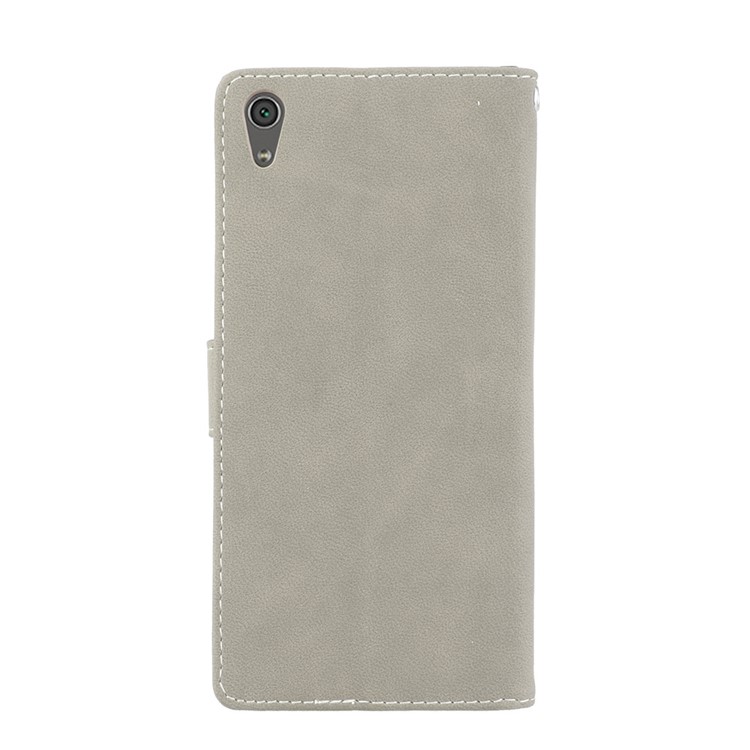 Matte Surface PU Leather 3 Card Slots Wallet Stand Mobile Phone Cover for Sony Xperia XA1 Ultra - Grey-5