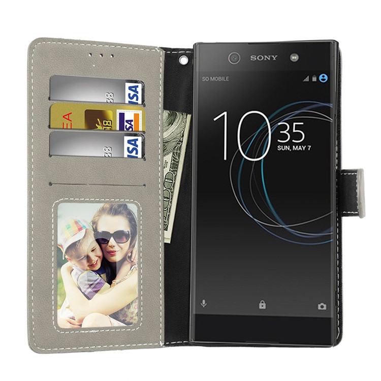 Matte Surface PU Leather 3 Card Slots Wallet Stand Mobile Phone Cover for Sony Xperia XA1 Ultra - Grey-9