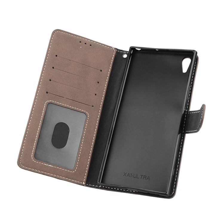 Matte Surface PU Leather 3 Card Slots Wallet Stand Mobile Phone Casing Cover for Sony Xperia XA1 Ultra - Khaki-10