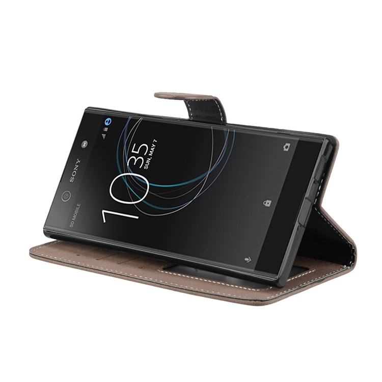 Matte Surface PU Leather 3 Card Slots Wallet Stand Mobile Phone Casing Cover for Sony Xperia XA1 Ultra - Khaki-13