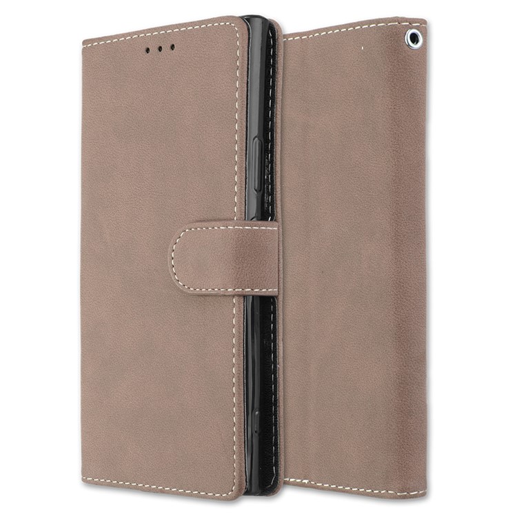Matte Surface PU Leather 3 Card Slots Wallet Stand Mobile Phone Casing Cover for Sony Xperia XA1 Ultra - Khaki-3