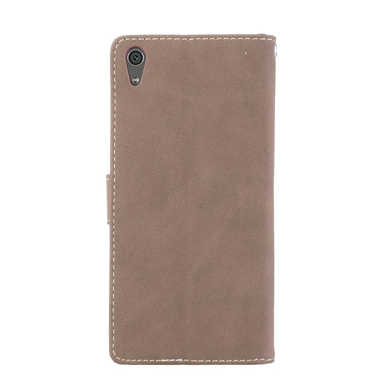 Matte Surface PU Leather 3 Card Slots Wallet Stand Mobile Phone Casing Cover for Sony Xperia XA1 Ultra - Khaki-5