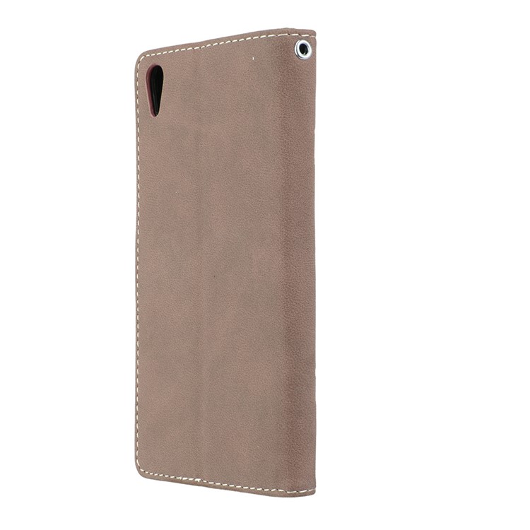 Matte Surface PU Leather 3 Card Slots Wallet Stand Mobile Phone Casing Cover for Sony Xperia XA1 Ultra - Khaki-8