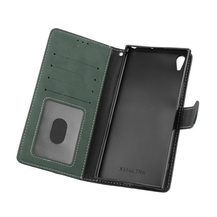 Matte Surface PU Leather 3 Card Slots Wallet Stand Mobile Phone Shell for Sony Xperia XA1 Ultra - Green-10