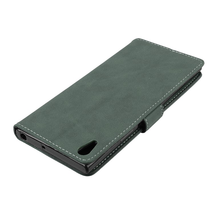 Matte Surface PU Leather 3 Card Slots Wallet Stand Mobile Phone Shell for Sony Xperia XA1 Ultra - Green-12