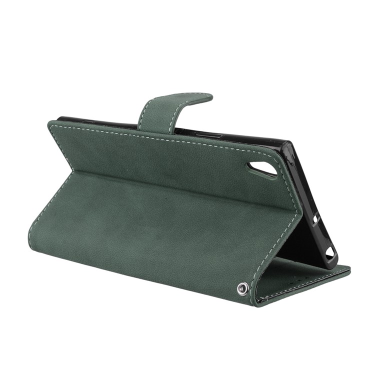 Matte Surface PU Leather 3 Card Slots Wallet Stand Mobile Phone Shell for Sony Xperia XA1 Ultra - Green-14