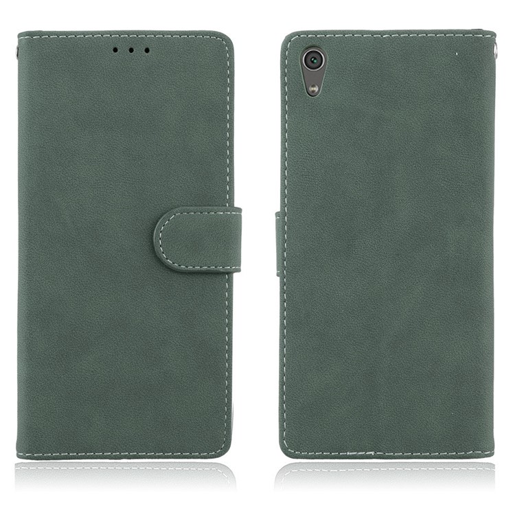 Matte Surface PU Leather 3 Card Slots Wallet Stand Mobile Phone Shell for Sony Xperia XA1 Ultra - Green-2