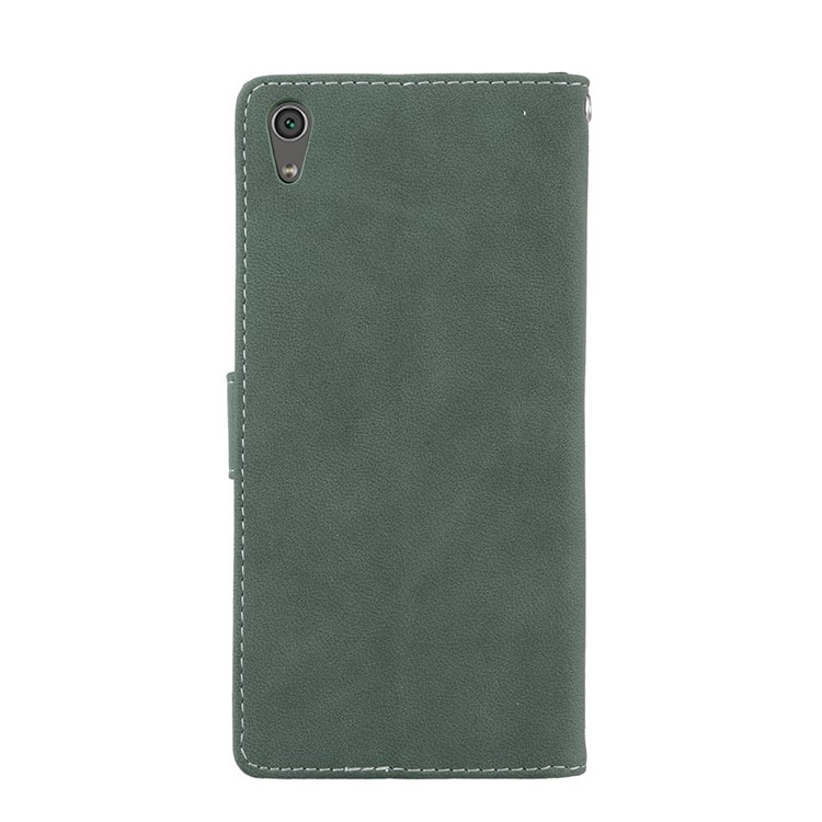 Matte Surface PU Leather 3 Card Slots Wallet Stand Mobile Phone Shell for Sony Xperia XA1 Ultra - Green-5