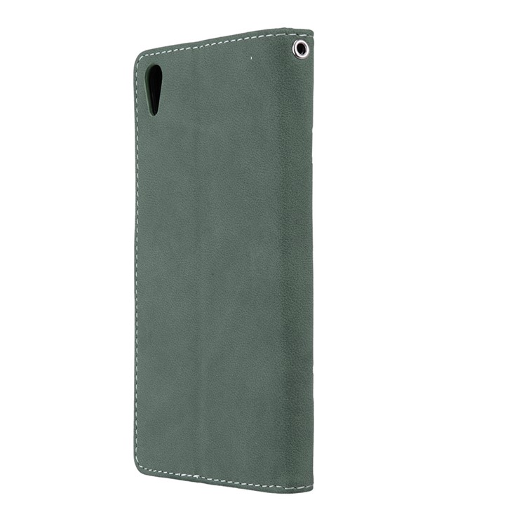 Matte Surface PU Leather 3 Card Slots Wallet Stand Mobile Phone Shell for Sony Xperia XA1 Ultra - Green-8