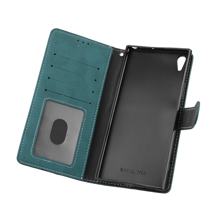 Matte Surface PU Leather 3 Card Slots Wallet Stand Phone Case for Sony Xperia XA1 Ultra - Blue-10