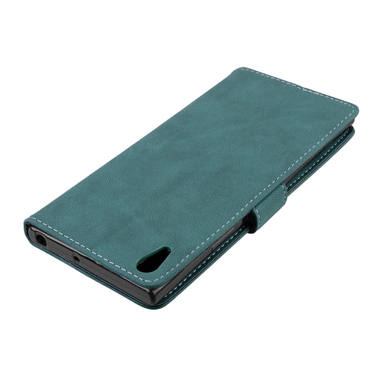 Matte Surface PU Leather 3 Card Slots Wallet Stand Phone Case for Sony Xperia XA1 Ultra - Blue-12