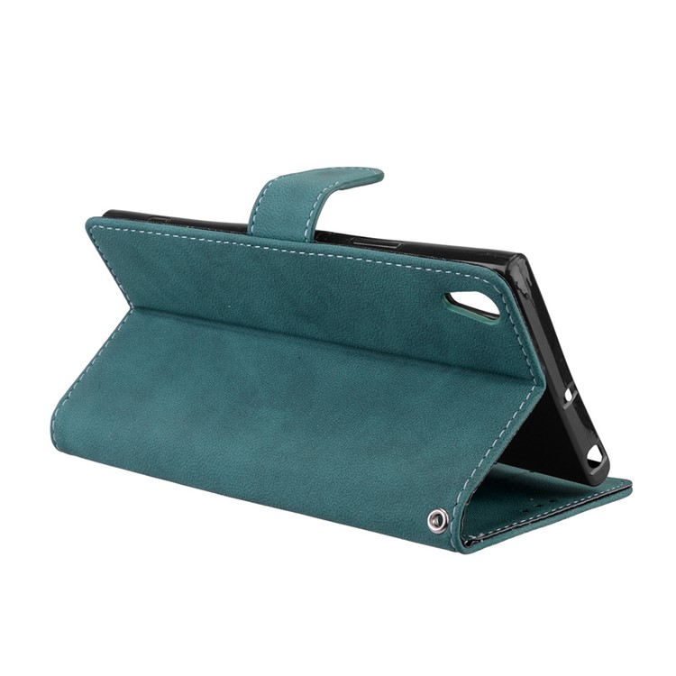 Matte Surface PU Leather 3 Card Slots Wallet Stand Phone Case for Sony Xperia XA1 Ultra - Blue-14