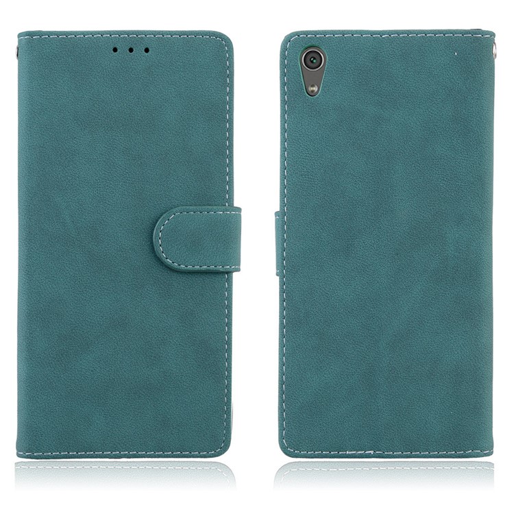 Matte Surface PU Leather 3 Card Slots Wallet Stand Phone Case for Sony Xperia XA1 Ultra - Blue-2