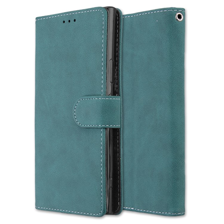 Matte Surface PU Leather 3 Card Slots Wallet Stand Phone Case for Sony Xperia XA1 Ultra - Blue-3