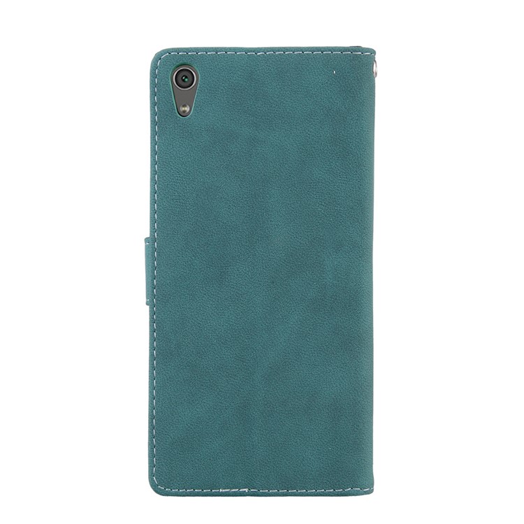 Matte Surface PU Leather 3 Card Slots Wallet Stand Phone Case for Sony Xperia XA1 Ultra - Blue-5