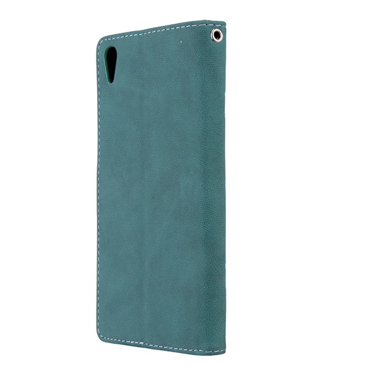 Matte Surface PU Leather 3 Card Slots Wallet Stand Phone Case for Sony Xperia XA1 Ultra - Blue-8