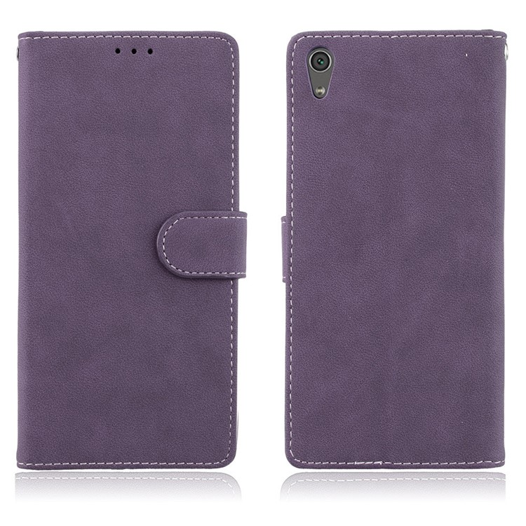 Matte Surface PU Leather 3 Card Slots Wallet Stand Phone Casing for Sony Xperia XA1 Ultra - Purple-2