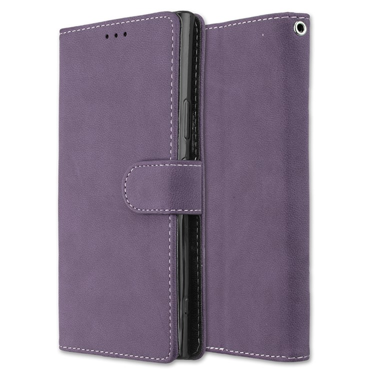 Matte Surface PU Leather 3 Card Slots Wallet Stand Phone Casing for Sony Xperia XA1 Ultra - Purple-3