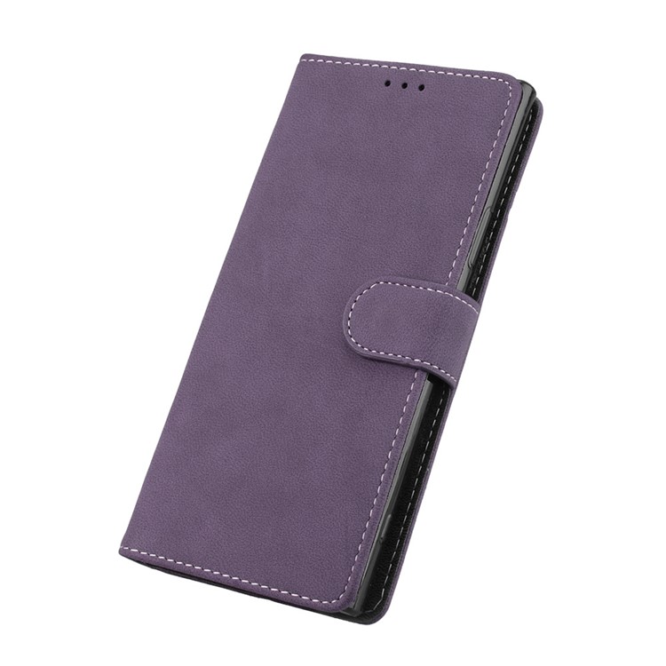 Matte Surface PU Leather 3 Card Slots Wallet Stand Phone Casing for Sony Xperia XA1 Ultra - Purple-6