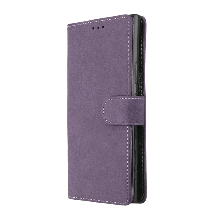 Matte Surface PU Leather 3 Card Slots Wallet Stand Phone Casing for Sony Xperia XA1 Ultra - Purple-7