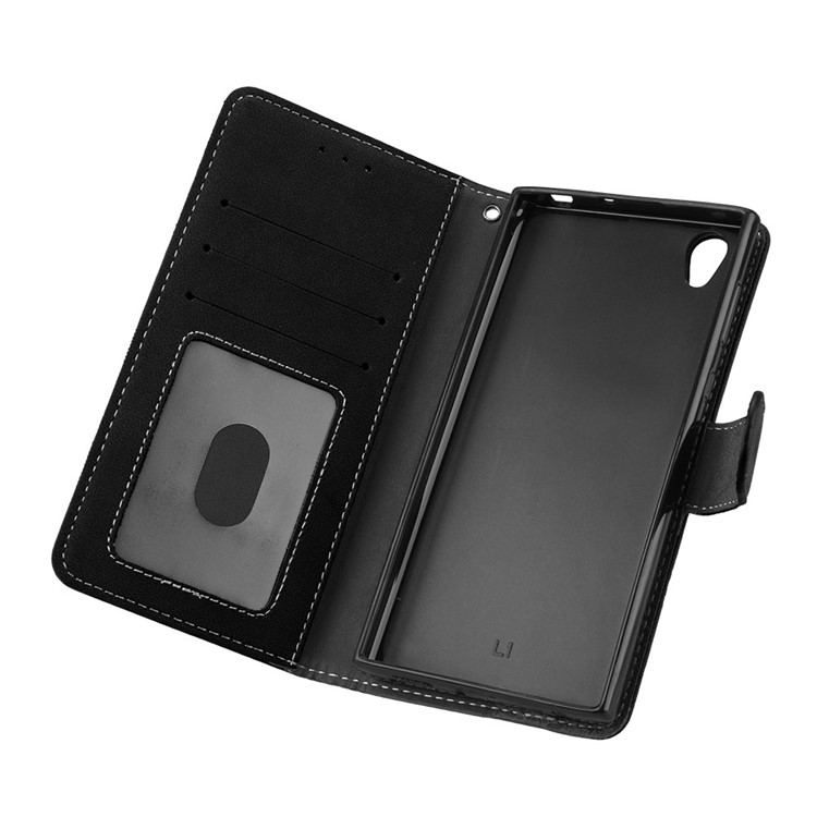 Matte Surface Wallet Leather Stand Case for Sony Xperia L1 - Black-10