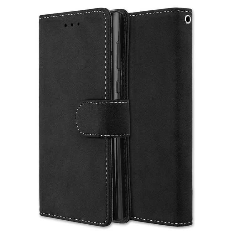 Matte Surface Wallet Leather Stand Case for Sony Xperia L1 - Black-3