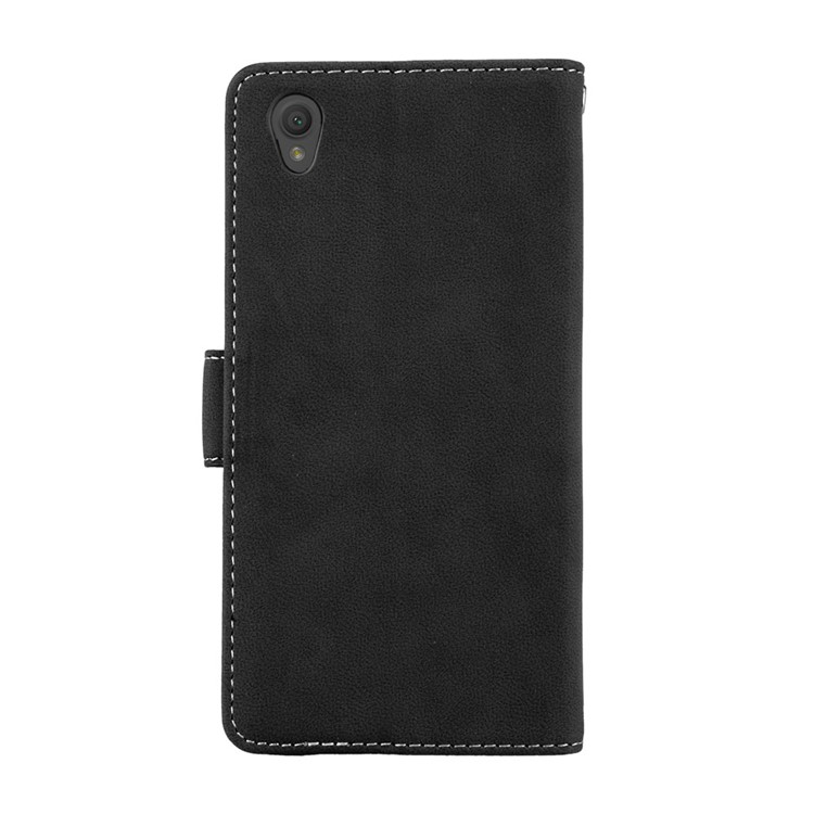 Matte Surface Wallet Leather Stand Case for Sony Xperia L1 - Black-5