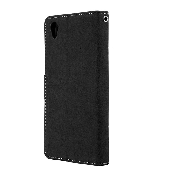 Matte Surface Wallet Leather Stand Case for Sony Xperia L1 - Black-8