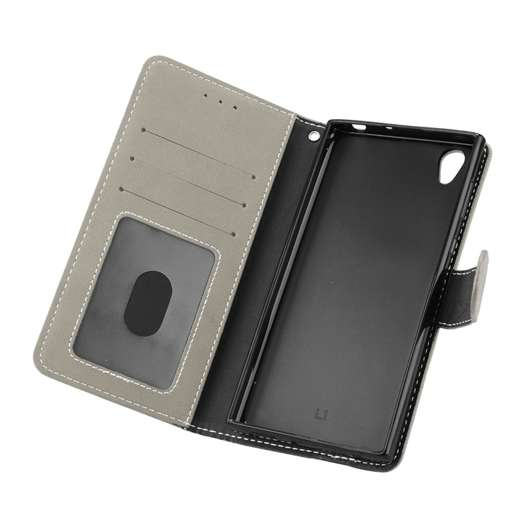 Matte Surface Wallet Leather Stand Cover for Sony Xperia L1 - Grey-10