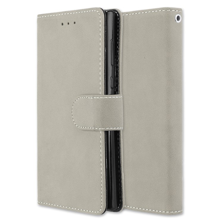 Matte Surface Wallet Leather Stand Cover for Sony Xperia L1 - Grey-3