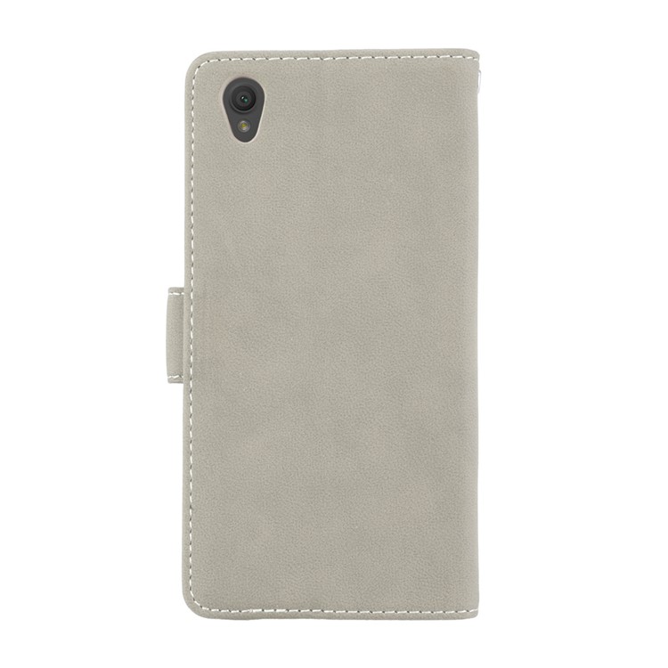 Matte Surface Wallet Leather Stand Cover for Sony Xperia L1 - Grey-5