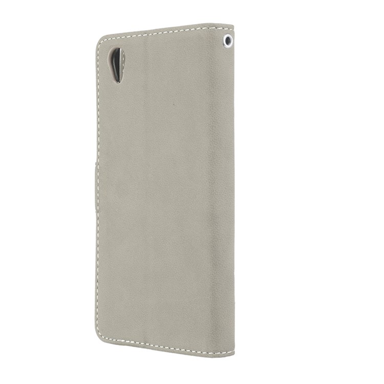 Matte Surface Wallet Leather Stand Cover for Sony Xperia L1 - Grey-8