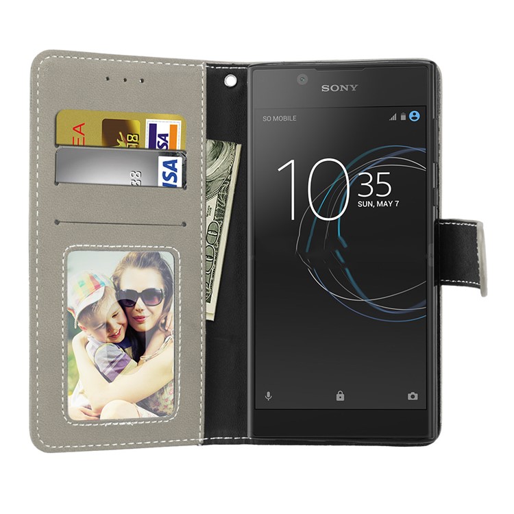 Matte Surface Wallet Leather Stand Cover for Sony Xperia L1 - Grey-9