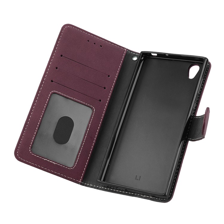 Matte Surface Wallet Leather Shell Case for Sony Xperia L1 - Wine Red-10