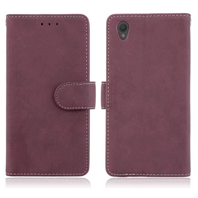 Matte Surface Wallet Leather Shell Case for Sony Xperia L1 - Wine Red-2
