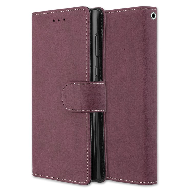 Matte Surface Wallet Leather Shell Case for Sony Xperia L1 - Wine Red-3