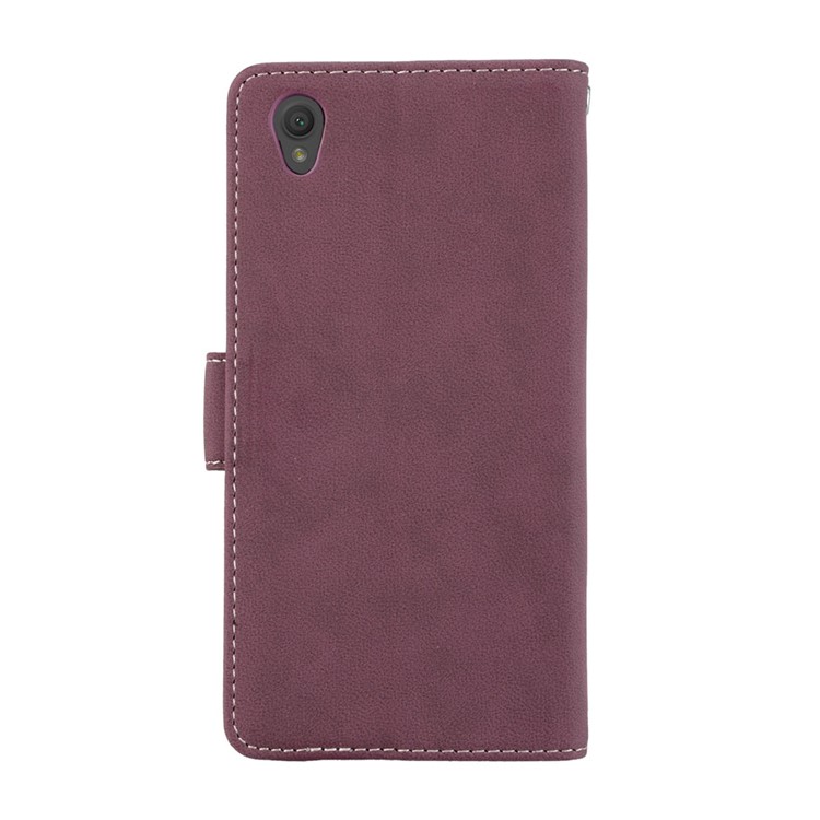 Matte Surface Wallet Leather Shell Case for Sony Xperia L1 - Wine Red-5