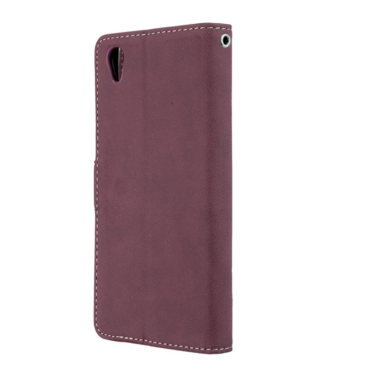 Matte Surface Wallet Leather Shell Case for Sony Xperia L1 - Wine Red-8