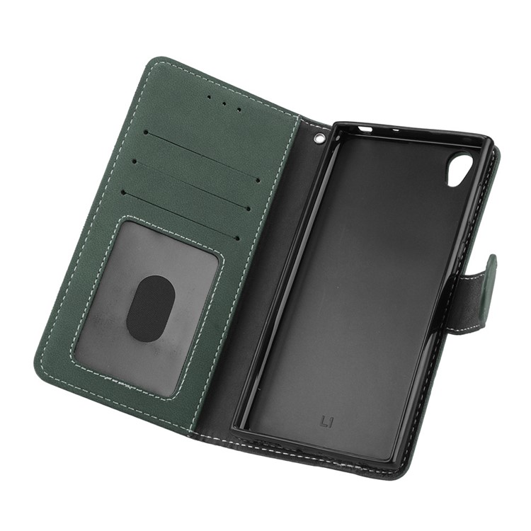 Matte Surface PU Leather Stand Case for Sony Xperia L1 - Green-10